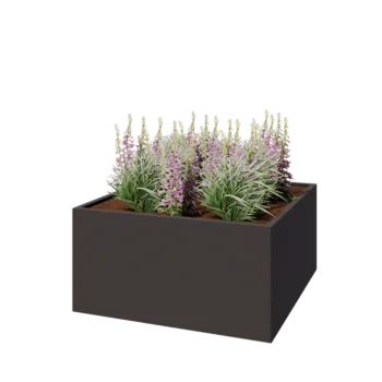 Jardinière en acier - Carré - 120 x 120 x 60 cm - RAL7016 mat (gris anthracite) - Avec plaque de fond