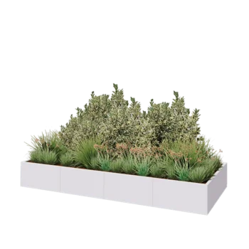 Jardinière XXL en acier - Rectangle - 320 x 120 x 40 cm - RAL9010 mat (blanc) - Avec plaque de fond