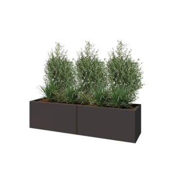 Jardinière XXL en acier - Rectangle - 160 x 40 x 40 cm - RAL7016 mat (gris anthracite) - Avec plaque de fond