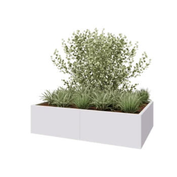 Jardinière XXL en acier - Rectangle - 160 x 100 x 40 cm - RAL9010 mat (blanc) - Sanc plaque de fond