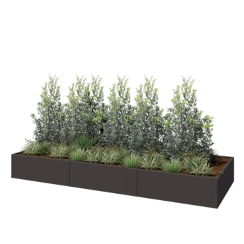 Jardinière XXL en acier - Rectangle - 360 x 120 x 40 cm - RAL7016 mat (gris anthracite) - Avec plaque de fond