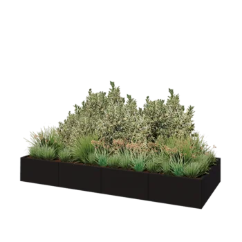 Jardinière XXL en acier - Rectangle - 320 x 120 x 40 cm - RAL9005 mat (noir) - Avec plaque de fond