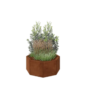 Jardinière en acier Corten - Octogone - 72,4 x 72,4 x 30 cm - Avec plaque de fond - Avec pieds