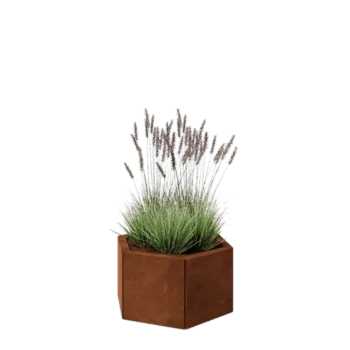 Jardinière en acier Corten - Hexagone - 59,3 x 52 x 30 cm - Avec plaque de fond
