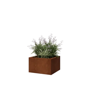 Jardinière en acier Corten - Carré - 50 x 50 x 30 cm - Avec plaque de fond