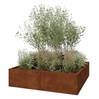 Jardinière XXL en acier Corten - Carré - 160 x 160 x 40 cm - Sanc plaque de fond