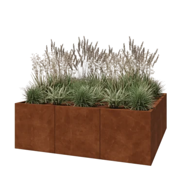 Jardinière XXL en acier Corten - Carré - 180 x 180 x 60 cm - Sanc plaque de fond