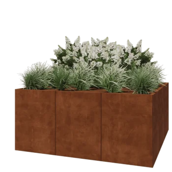Jardinière XXL en acier Corten - Carré - 180 x 180 x 80 cm - Sanc plaque de fond