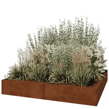 Jardinière XXL en acier Corten - Carré - 200 x 200 x 30 cm - Sanc plaque de fond