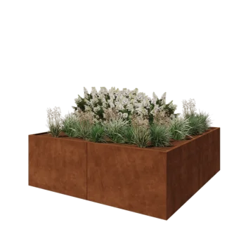 Jardinière XXL en acier Corten - Carré - 240 x 240 x 80 cm - Sanc plaque de fond