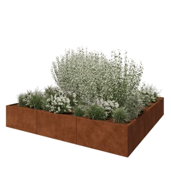 Jardinière XXL en acier Corten - Carré - 300 x 300 x 50 cm - Sanc plaque de fond