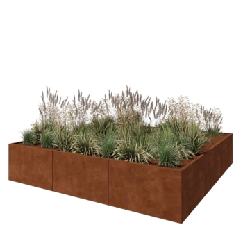 Jardinière XXL en acier Corten - Carré - 300 x 300 x 60 cm - Sanc plaque de fond