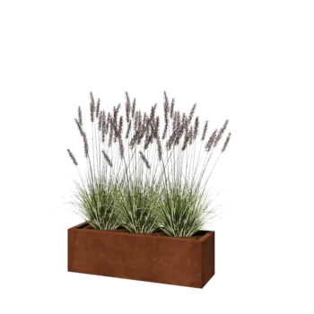 Jardinière en acier Corten - Rectangle - 100 x 30 x 30 cm - Sanc plaque de fond