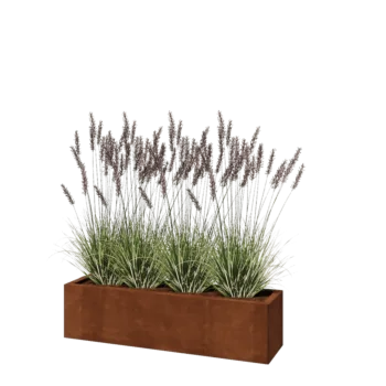 Jardinière en acier Corten - Rectangle - 120 x 30 x 30 cm - Sanc plaque de fond