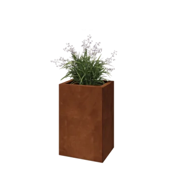 Jardinière en acier Corten - Rectangle - 40 x 30 x 60 cm - Avec plaque de fond