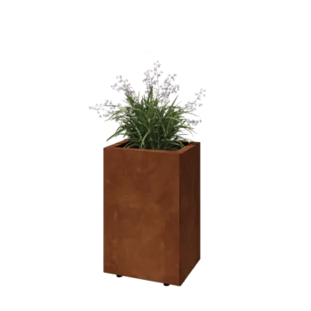 Jardinière en acier Corten - Rectangle - 40 x 30 x 60 cm - Avec plaque de fond - Avec pieds