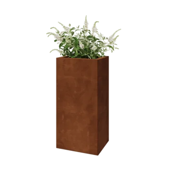Jardinière en acier Corten - Rectangle - 40 x 30 x 80 cm - Avec plaque de fond