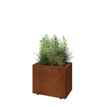 Jardinière en acier Corten - Rectangle - 50 x 30 x 40 cm - Avec plaque de fond - Avec pieds