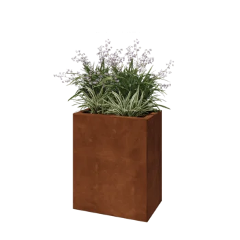 Jardinière en acier Corten - Rectangle - 50 x 30 x 60 cm - Avec plaque de fond