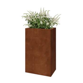 Jardinière en acier Corten - Rectangle - 50 x 30 x 80 cm - Avec plaque de fond