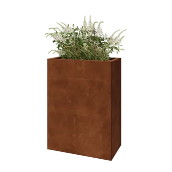 Jardinière en acier Corten - Rectangle - 60 x 30 x 80 cm - Sanc plaque de fond