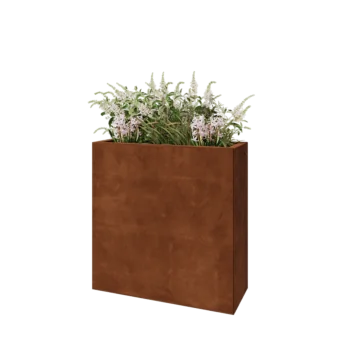 Jardinière en acier Corten - Rectangle - 80 x 30 x 80 cm - Sanc plaque de fond