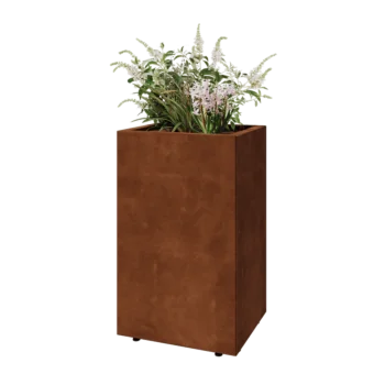Jardinière en acier Corten - Rectangle - 50 x 40 x 80 cm - Avec plaque de fond - Avec pieds