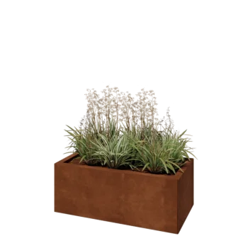 Jardinière en acier Corten - Rectangle - 80 x 40 x 30 cm - Avec plaque de fond