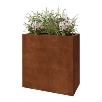 Jardinière en acier Corten - Rectangle - 80 x 40 x 80 cm - Sanc plaque de fond