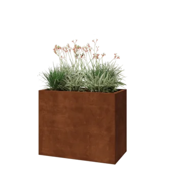 Jardinière en acier Corten - Rectangle - 100 x 50 x 80 cm - Avec plaque de fond