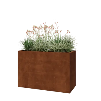Jardinière en acier Corten - Rectangle - 120 x 50 x 80 cm - Avec plaque de fond