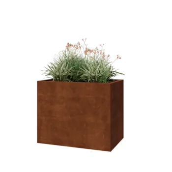 Jardinière en acier Corten - Rectangle - 100 x 60 x 80 cm - Avec plaque de fond