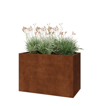 Jardinière en acier Corten - Rectangle - 120 x 60 x 80 cm - Avec plaque de fond