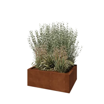 Jardinière en acier Corten - Rectangle - 80 x 60 x 30 cm - Sanc plaque de fond