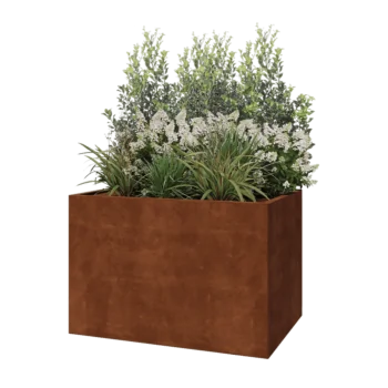 Jardinière en acier Corten - Rectangle - 120 x 80 x 80 cm - Sanc plaque de fond