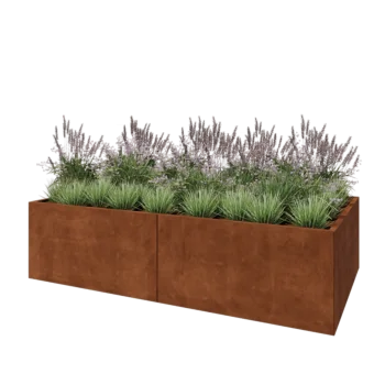 Jardinière XXL en acier Corten - Rectangle - 240 x 120 x 60 cm - Sanc plaque de fond