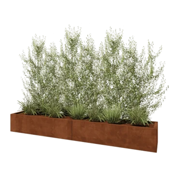 Jardinière XXL en acier Corten - Rectangle - 240 x 40 x 30 cm - Avec plaque de fond