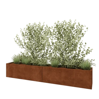 Jardinière XXL en acier Corten - Rectangle - 240 x 40 x 40 cm - Avec plaque de fond