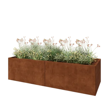 Jardinière XXL en acier Corten - Rectangle - 240 x 80 x 60 cm - Avec plaque de fond