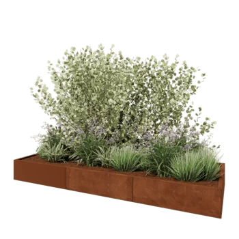 Jardinière XXL en acier Corten - Rectangle - 300 x 100 x 30 cm - Avec plaque de fond