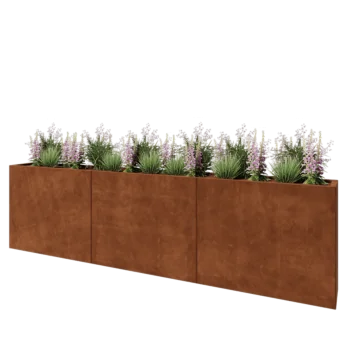 Jardinière XXL en acier Corten - Rectangle - 300 x 30 x 80 cm - Sanc plaque de fond