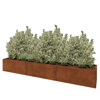 Jardinière XXL en acier Corten - Rectangle - 300 x 50 x 40 cm - Avec plaque de fond
