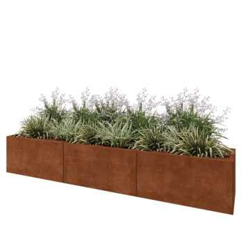 Jardinière XXL en acier Corten - Rectangle - 300 x 50 x 50 cm - Sanc plaque de fond