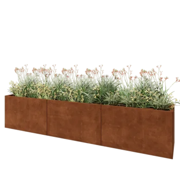 Jardinière XXL en acier Corten - Rectangle - 300 x 50 x 60 cm - Sanc plaque de fond