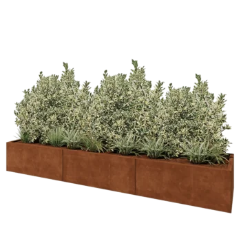 Jardinière XXL en acier Corten - Rectangle - 300 x 60 x 40 cm - Sanc plaque de fond
