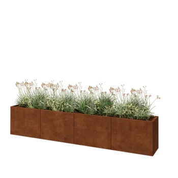 Jardinière XXL en acier Corten - Rectangle - 320 x 40 x 60 cm - Sanc plaque de fond