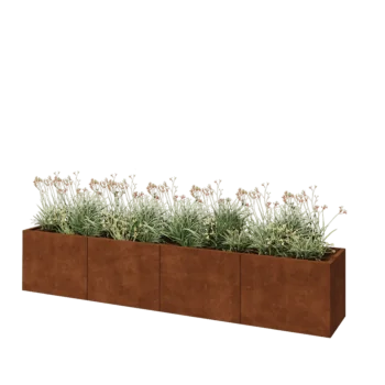 Jardinière XXL en acier Corten - Rectangle - 320 x 50 x 60 cm - Avec plaque de fond