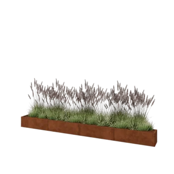 Jardinière XXL en acier Corten - Rectangle - 400 x 30 x 30 cm - Sanc plaque de fond