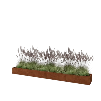 Jardinière XXL en acier Corten - Rectangle - 400 x 50 x 30 cm - Avec plaque de fond