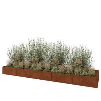 Jardinière XXL en acier Corten - Rectangle - 500 x 120 x 40 cm - Avec plaque de fond